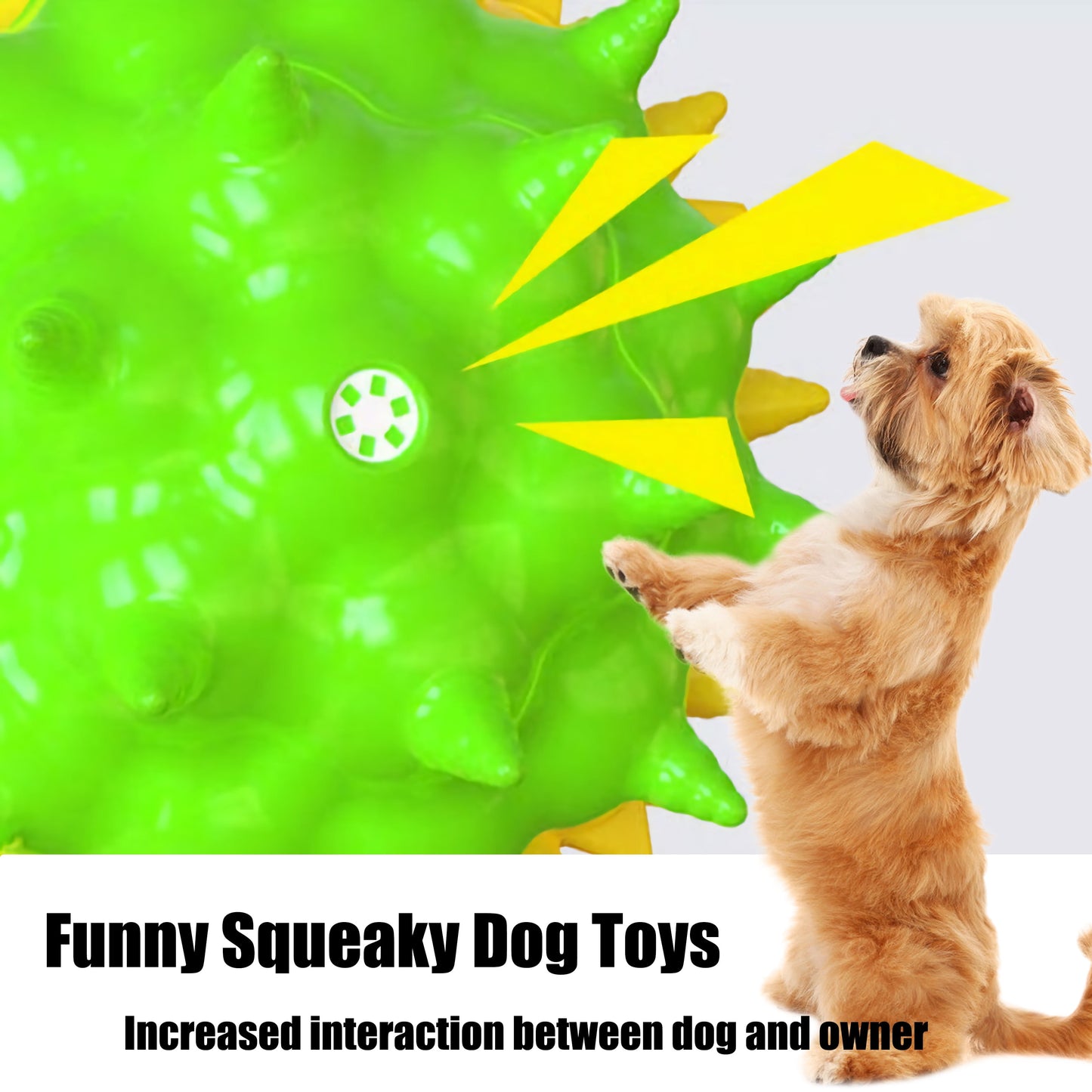 Dog Chew Toys Ball for Aggressive Chewers, Indestructible Squeaker Dog Toy Puppy Chew Teething Toys for Large Medium Small Dogs,Pink