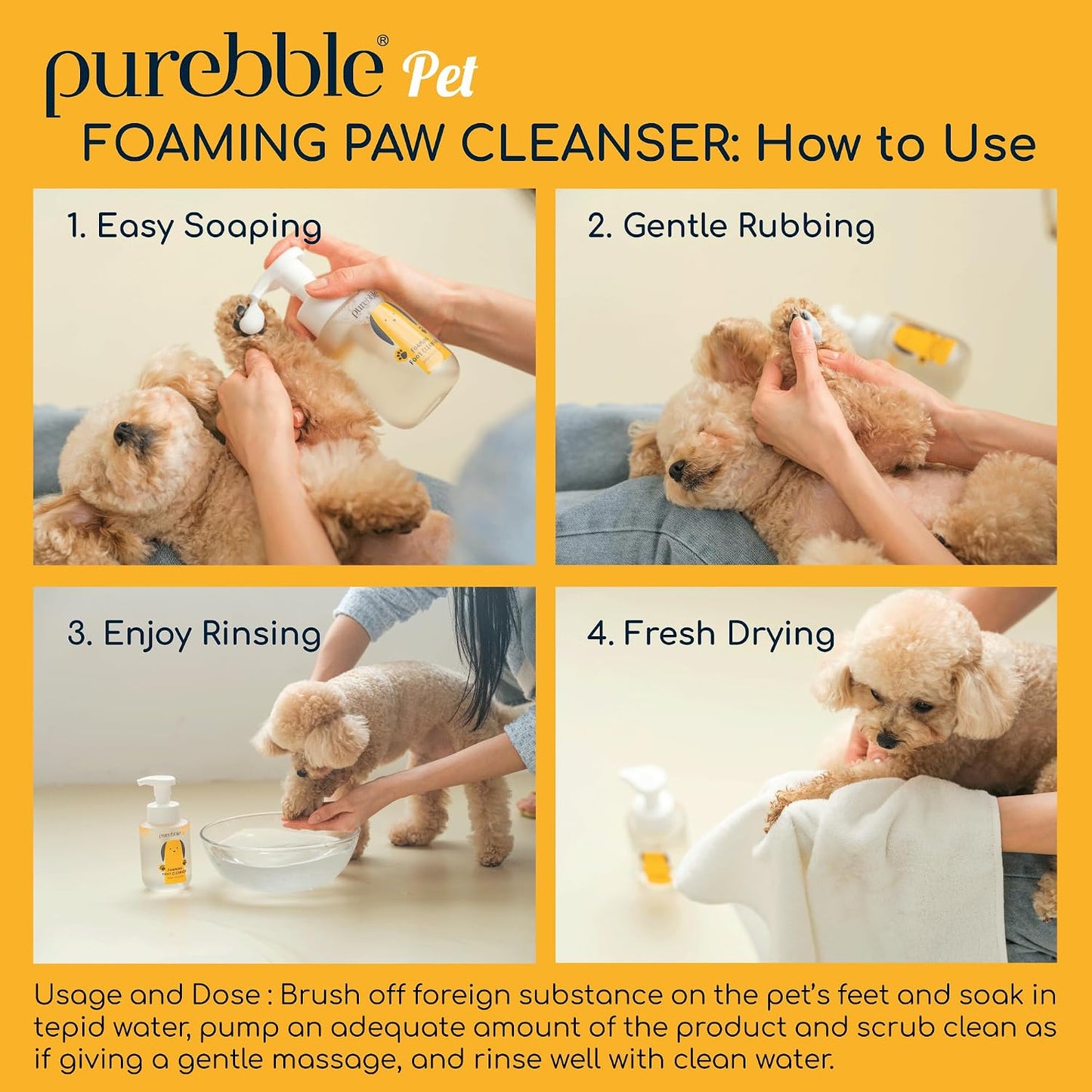 Pet Foaming Foot Paw Cleanser | Designed for All Types of Paw Washers | Dog Cleaning Supplies | Nourishing, Softening, Calming, Itch Reducing for Dog Paws | 300Ml / 10.14 Fl Oz