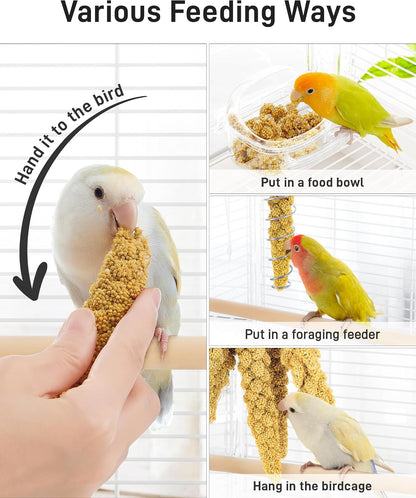 3.3Lbs Millet for Birds, Sun-Dried Parakeet Food for Parrot, Budgie, Cockatiel, Finches, Lovebird, Gmo-Free Parakeet Treats (3 Pack)