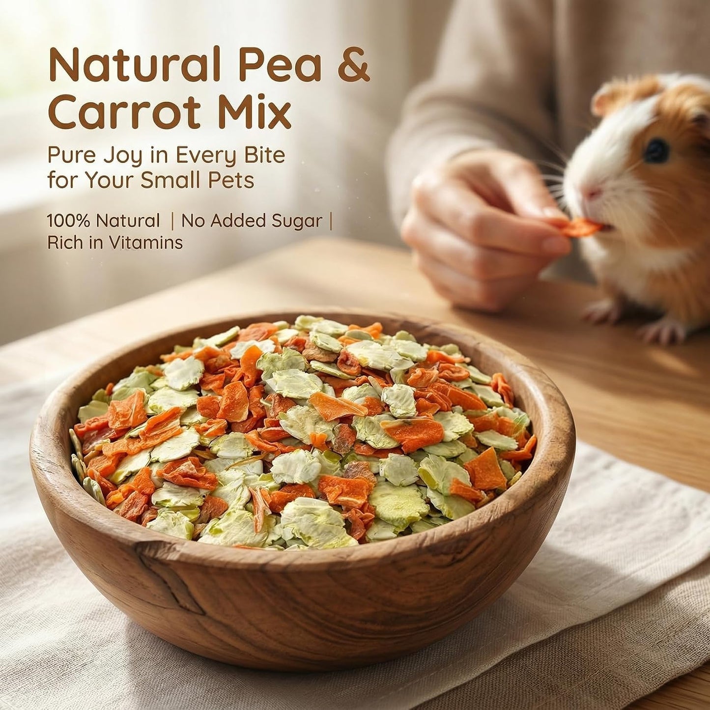 8 Oz Carrots & Pea Flakes - Small Animal Treats for Guinea Pigs | Dried Peas and Carrots Blend Bunny Rabbit Treats, Crunchy Vegetable Treat for Chinchilla Hamster Gerbil & Small Pets
