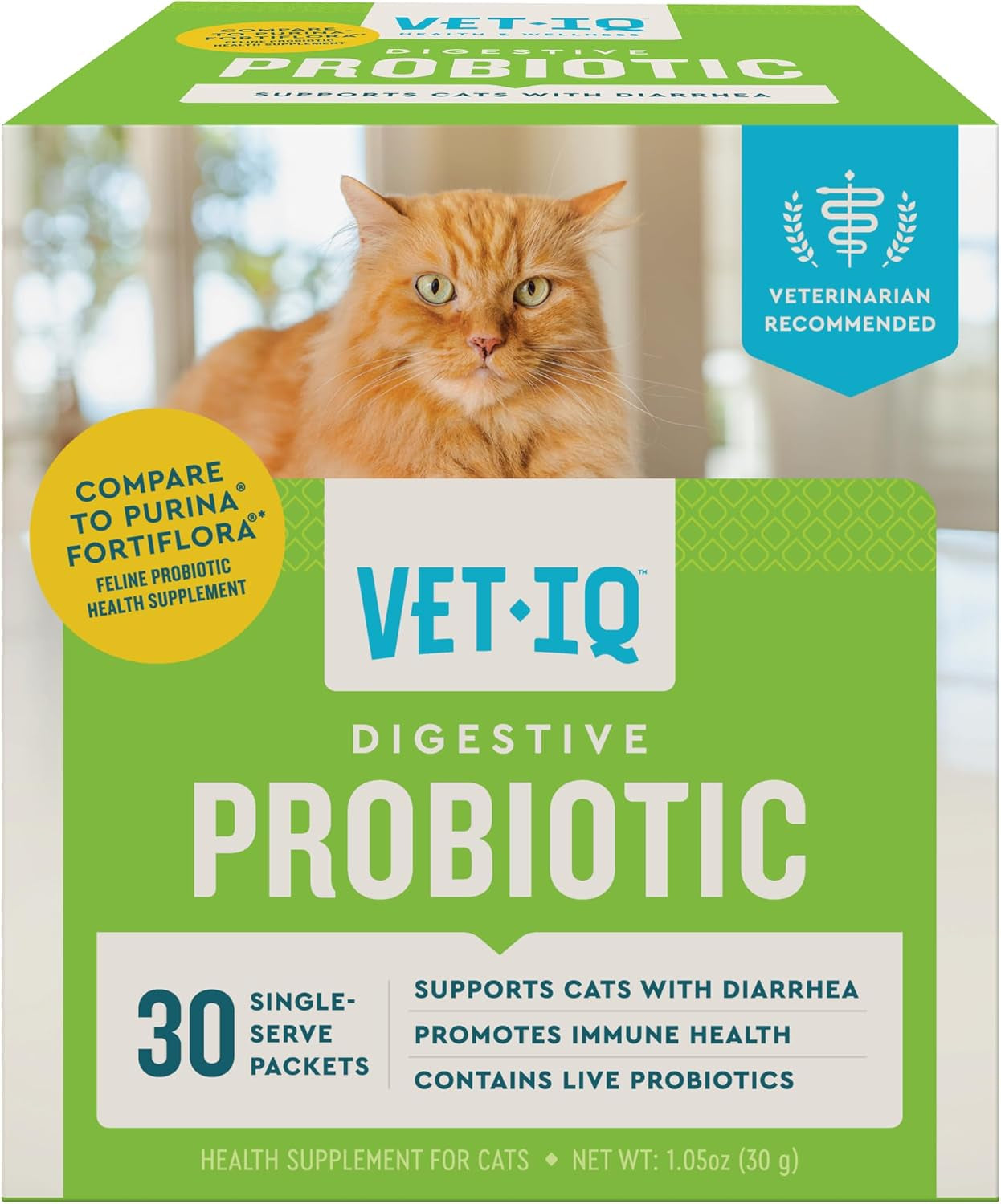 Cat Probiotic Powder, Treats Diarrhea and Food Sensitivity, Chicken Flavored Single-Serve Packets for Indoor/Outdoor Use, 30 Count | Eases Diarrhea & Supports Digestive Health; Single-Serve Chicken Liver Powder; Ideal for Indoor Cats; Daily Gut Support