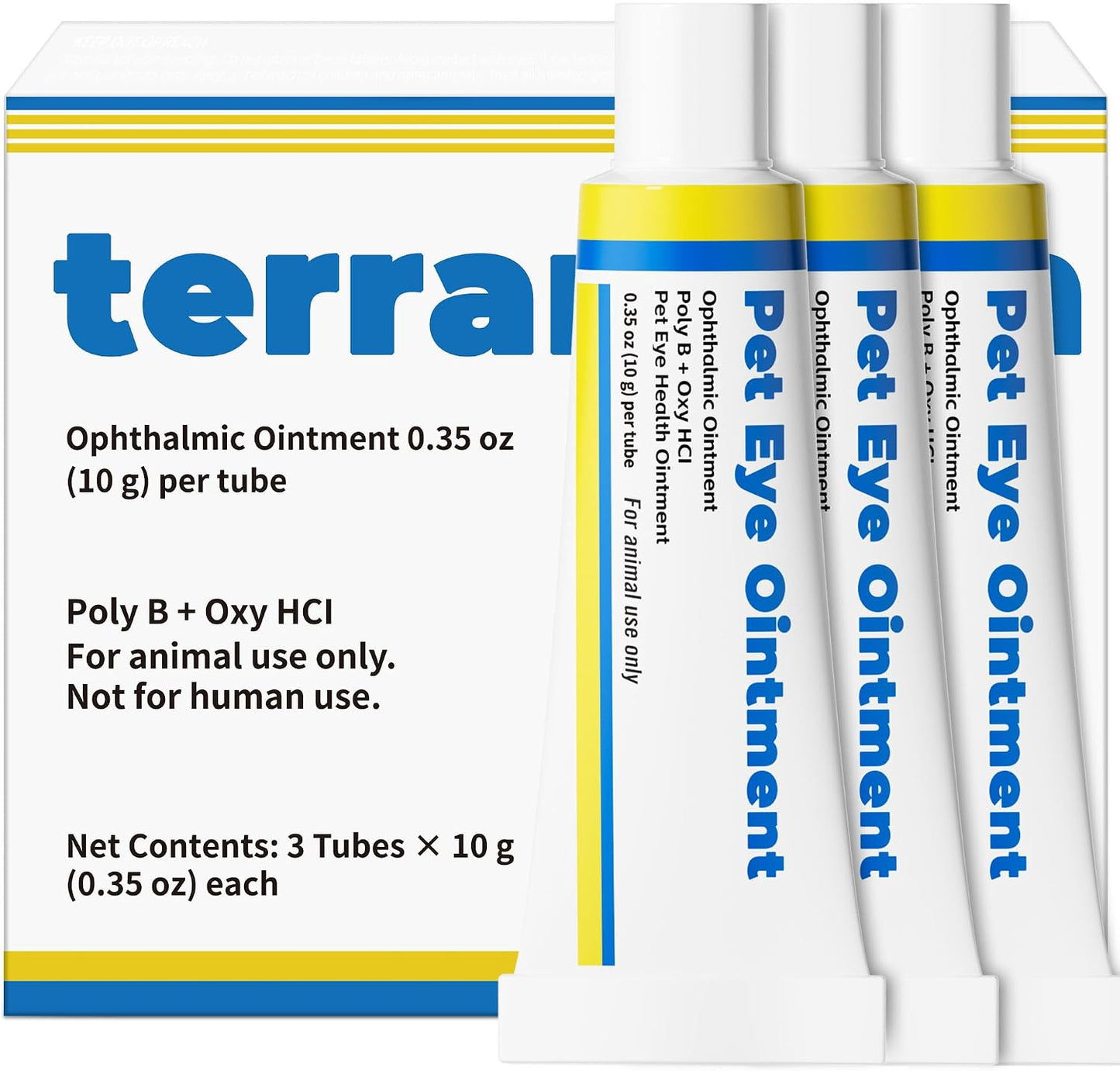 Pet Eye Health for Cats, Dogs, Kittens, Puppies, Horses, Birds,Cattle & Sheep, Daily Eye Care Formula, 3 X 10G Tubes