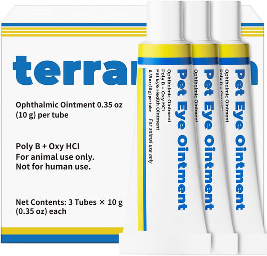 Pet Eye Health for Cats, Dogs, Kittens, Puppies, Horses, Birds,Cattle & Sheep, Daily Eye Care Formula, 3 X 10G Tubes