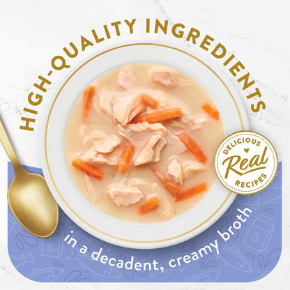 Purina  Creamy Broth with Wild Salmon and Whitefish, Gourmet Lickable Cat Food Topper, Pack of 16, 1.4 Oz. Pouches