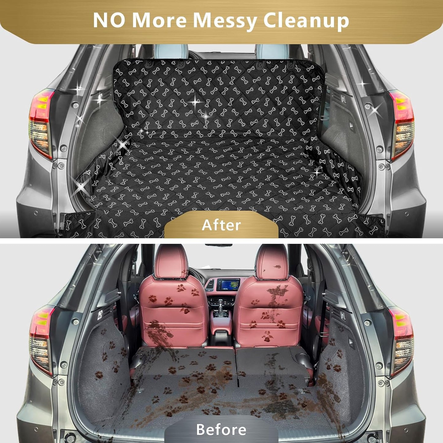 SUV Cargo Liner for Dogs - Heavy Duty Cargo Cover for Mid-Size Suvs | Water Resistant, Bumper Flap, Non-Slip Mat, Car Trunk Dog Car Seat Cover Prevents Scratches Pet Hair Mud Dirt for Sedans Vans