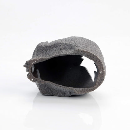 Aquarium Decorations Skull Rock, Ceramic Shelters - Betta Habitat | Breeding Tube, Hiding Cave, Stackable Fish Tank Decor Cave for Hiding