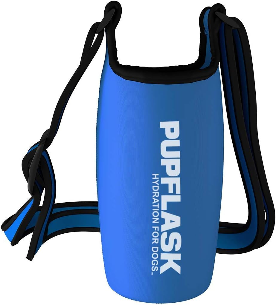 Pupflask Insulated Neoprene Dog Water Bottle Holder Sling with Wide Adjustable Shoulder Strap, Great for Travel, Walking, Hiking, Portable Pet Water Bottle Holder (27 OZ, Nebulas Blue)