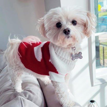 Dog Sweaters Classic Knitwear, Turtleneck Winter Warm Pet Puppy Clothes | Cute Heart Pattern, Lightweight & Warm Knitted Winter Sweater, Cold Weather Coat, Great for Daily Wear, Easy on & Off