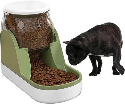 Automatic Dog Food Feeder Gravity Cat Food Dispenser Large Capacity Pet Self Feeding Station Bowl Dish for Small and Medium Dogs Cats，1 Gallon，Green