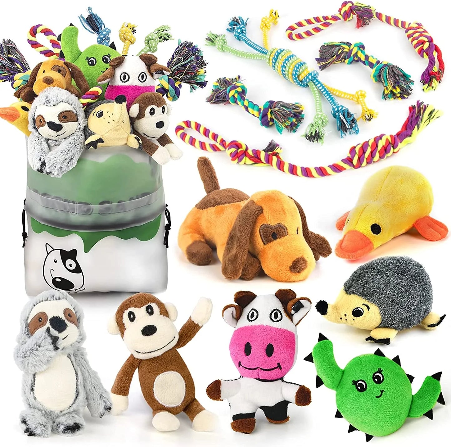 Squeaky Dog Toys for Puppy Small Medium Dogs, Stuffed Samll Dog Toys Bulk with 12 Plush Pet Dog Toy Set, Cute Safe Dog Chew Toys Pack for Puppies Teething (6 Dog Toys)
