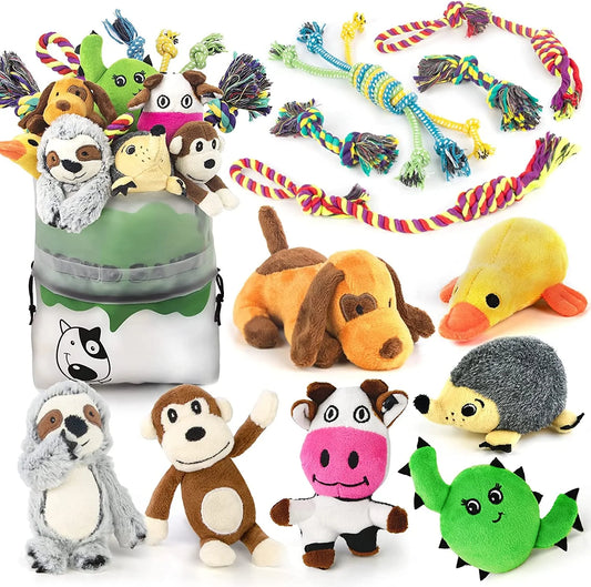 Squeaky Dog Toys for Puppy Small Medium Dogs, Stuffed Samll Dog Toys Bulk with 12 Plush Pet Dog Toy Set, Cute Safe Dog Chew Toys Pack for Puppies Teething (6 Dog Toys)