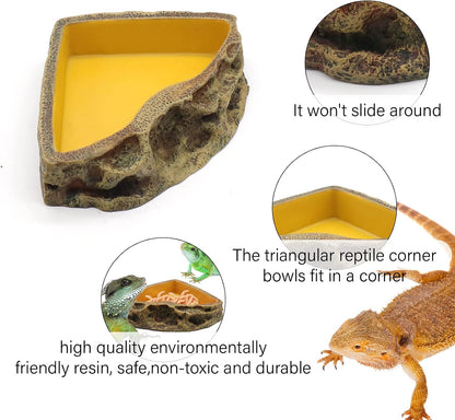 Reptile Feeder Resin Bowl Amphibian Reptile Bowl for Lizard Gecko Bearded Dragon Turtle