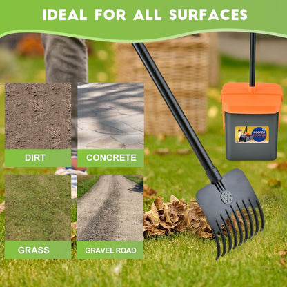 Dog Pooper Scooper for Large Dogs, 46" Long Handle Adjustable Pooper Scooper for Large Dogs，Dog Pooper Scooper with 75 Waste Bags，Large Capacity Swivel Bin & Rake