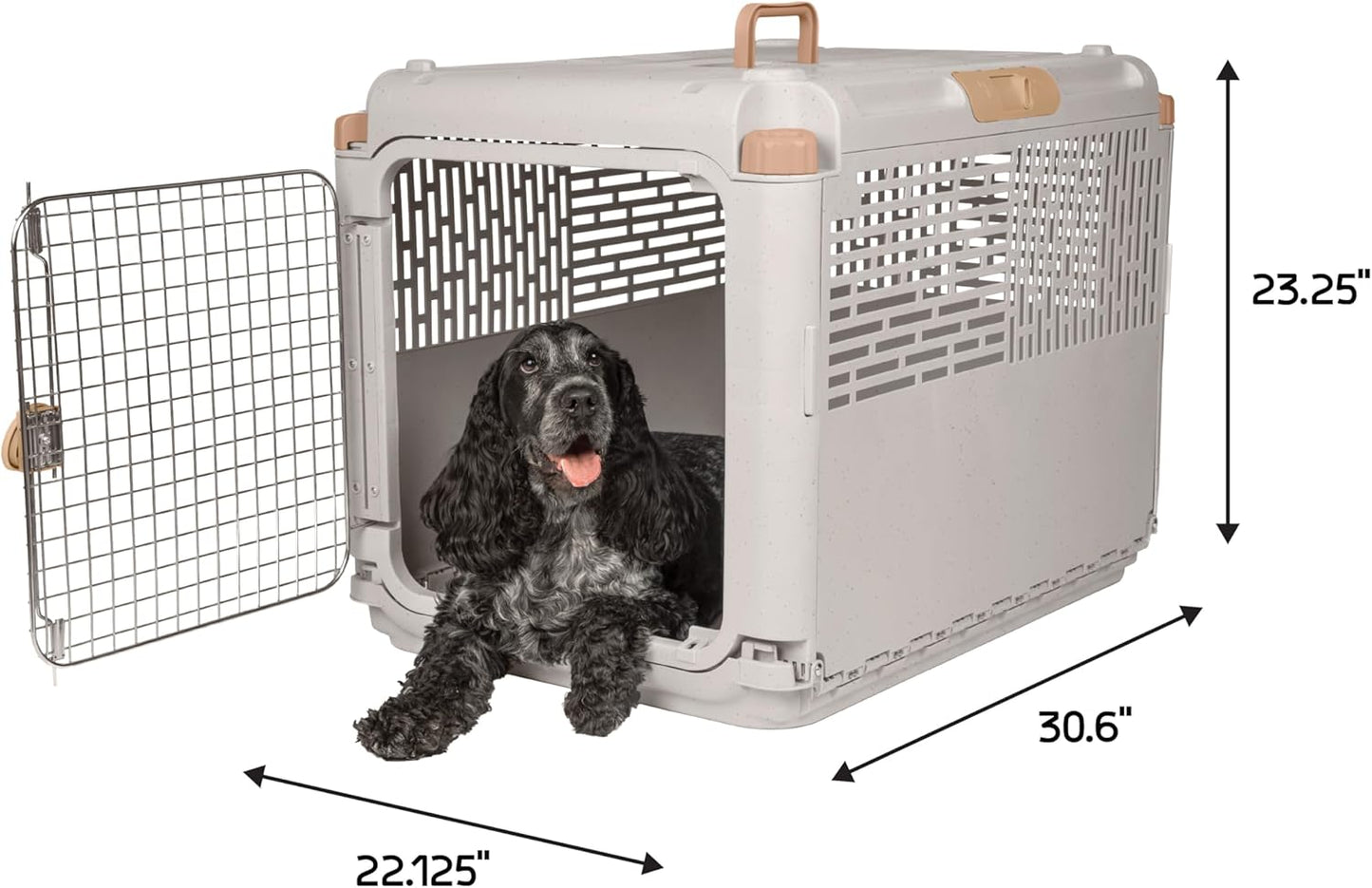 Collapsible Medium Pet Travel Carrier (Tan), Hard-Sided Kennel for Medium Dogs, Puppies, Cats, Kittens, Animals up to 50Lbs, Washable Home & Outdoor Pet Crate, 30.6"L X 22"W X 23.25"H