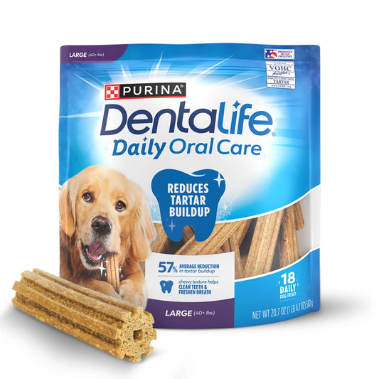 (3 Pack) Purina  Daily Oral Care Large Dog Dental Treats with Chicken, 20.7 Oz Pouch (18 Count)
