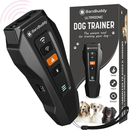 2Nd Gen Dog Bark Deterrent Devices | Long Range Ultrasonic | Bark Collar Alternative | Dog Training Indoor/Outdoor | Rechargeable anti Bark Device for Dogs (Black)