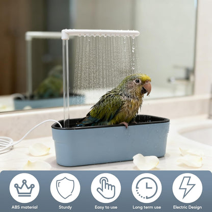 Parrot Bathtub, Automatic Bird Shower with Pump Large Bird Shower Fountain Indoor Bathtub USB Powered Circulating Bathtub Bird Bath Shower Tub Bird for Cockatoos Parakeets Conures