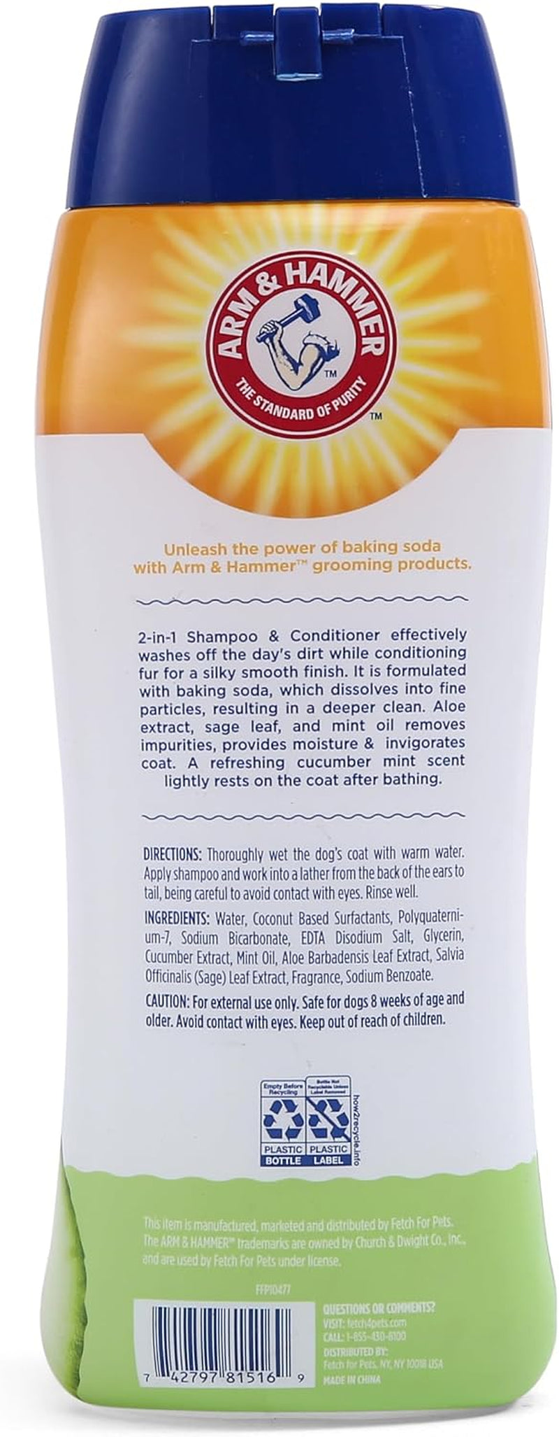 2-In-1 Dog Shampoo and Conditioner, Cucumber Mint, 20 Oz, 6-Pk | Baking Soda Formula, 2-In-1 Shampoo and Conditioner, Cucumber Mint Scent, Odor Eliminating