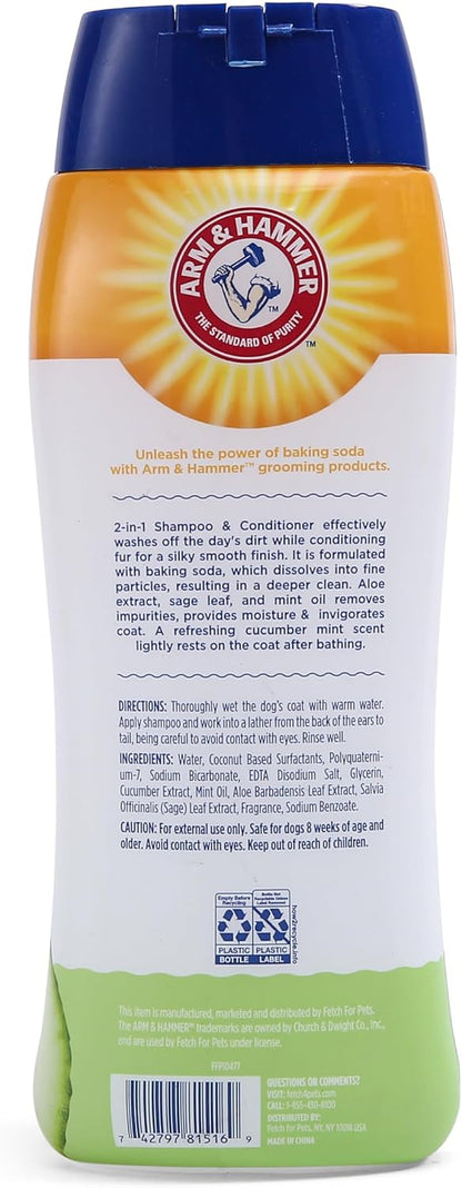 2-In-1 Dog Shampoo and Conditioner, Cucumber Mint, 20 Oz, 6-Pk | Baking Soda Formula, 2-In-1 Shampoo and Conditioner, Cucumber Mint Scent, Odor Eliminating