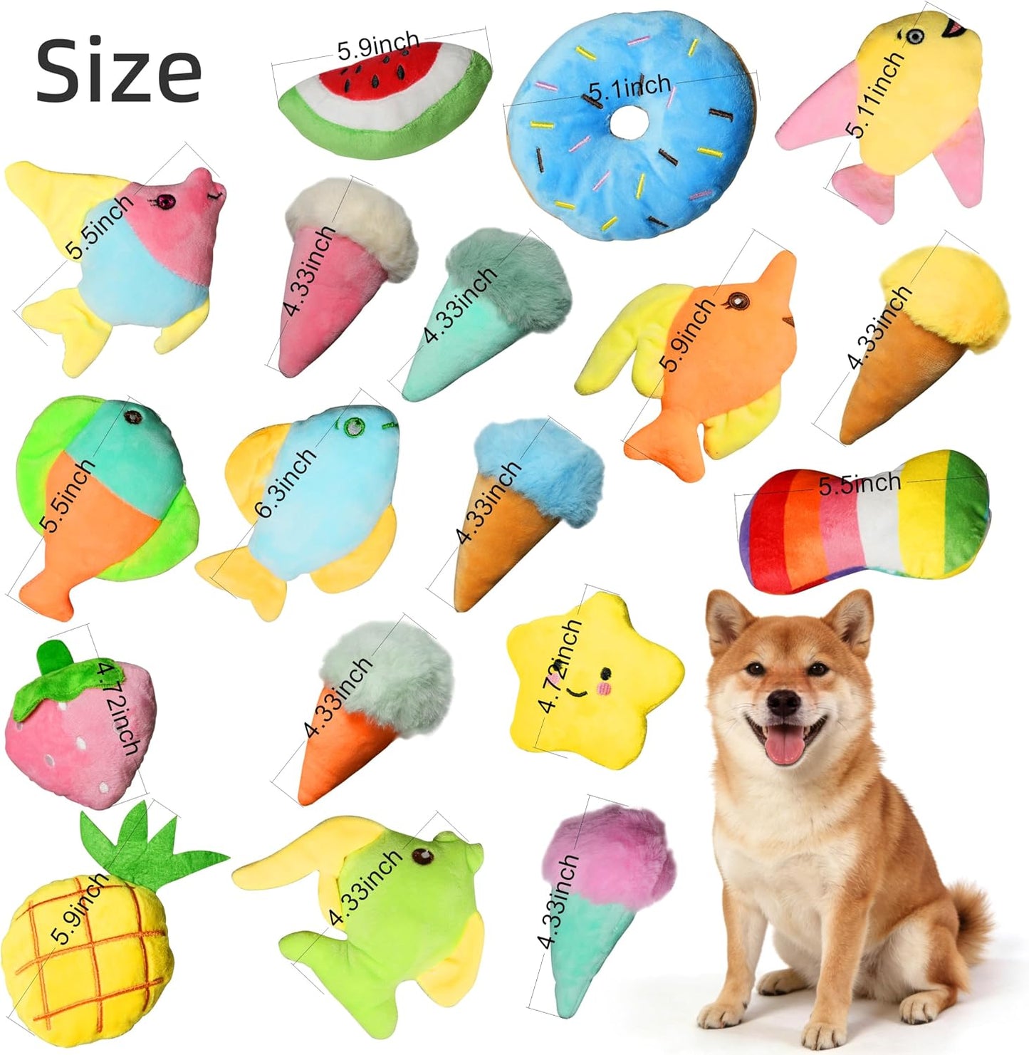 28Pcs Squeaky Dog Toys Bulk Set - Cute Small Dog Toys Plush Puppy Chew Toys for Small/Medium Dogs, Interactive Pet Toys to Keep Puppies Busy