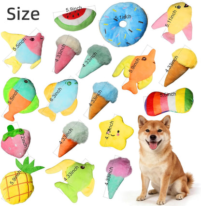 28Pcs Squeaky Dog Toys Bulk Set - Cute Small Dog Toys Plush Puppy Chew Toys for Small/Medium Dogs, Interactive Pet Toys to Keep Puppies Busy
