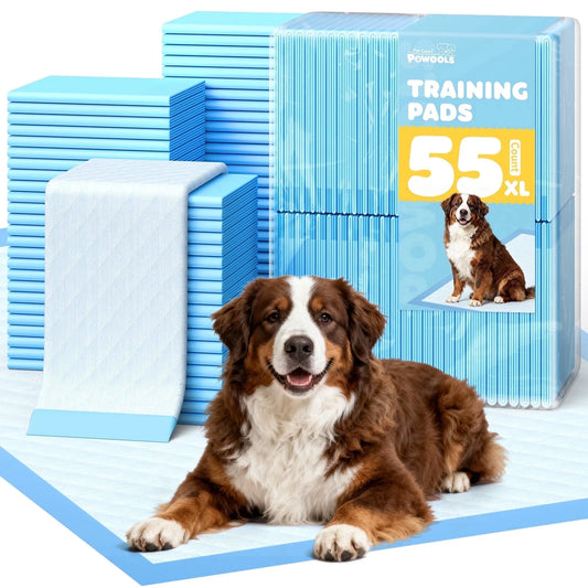 Puppy Pads, 33.5" X 27.5" X-Large 6-Layer 55 Count Dog Wee Wee Pads with Powerful Absorbency