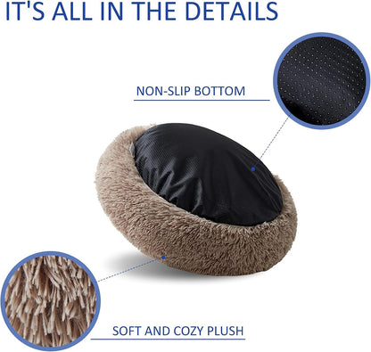 Washable Dog round Bed - Medium Donut Dog Bed, Comfy Calming Cuddler