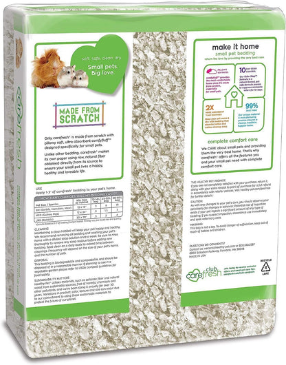 White Natural Paper Small Pet Bedding, Odor Control 50L | 2X More Absorbent, 99% Dust Free, Odor Control, Biodegradable and Compostable, for Hamsters, Rabbits and Guinea Pigs