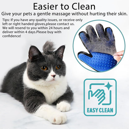 Cat Grooming Glove Brush, Pet Hair Remover Tool, 1 Pair Reusable Dog Hair Fur Remover for Carpet, Furniture, Couch, Clothes, Eco-Friendly and High Efficiency (Blue) | Reusable Dog Hair Fur Remover for Carpet, Furniture, Couch, Clothes, Eco-Friendly and High Efficiency (Blue)