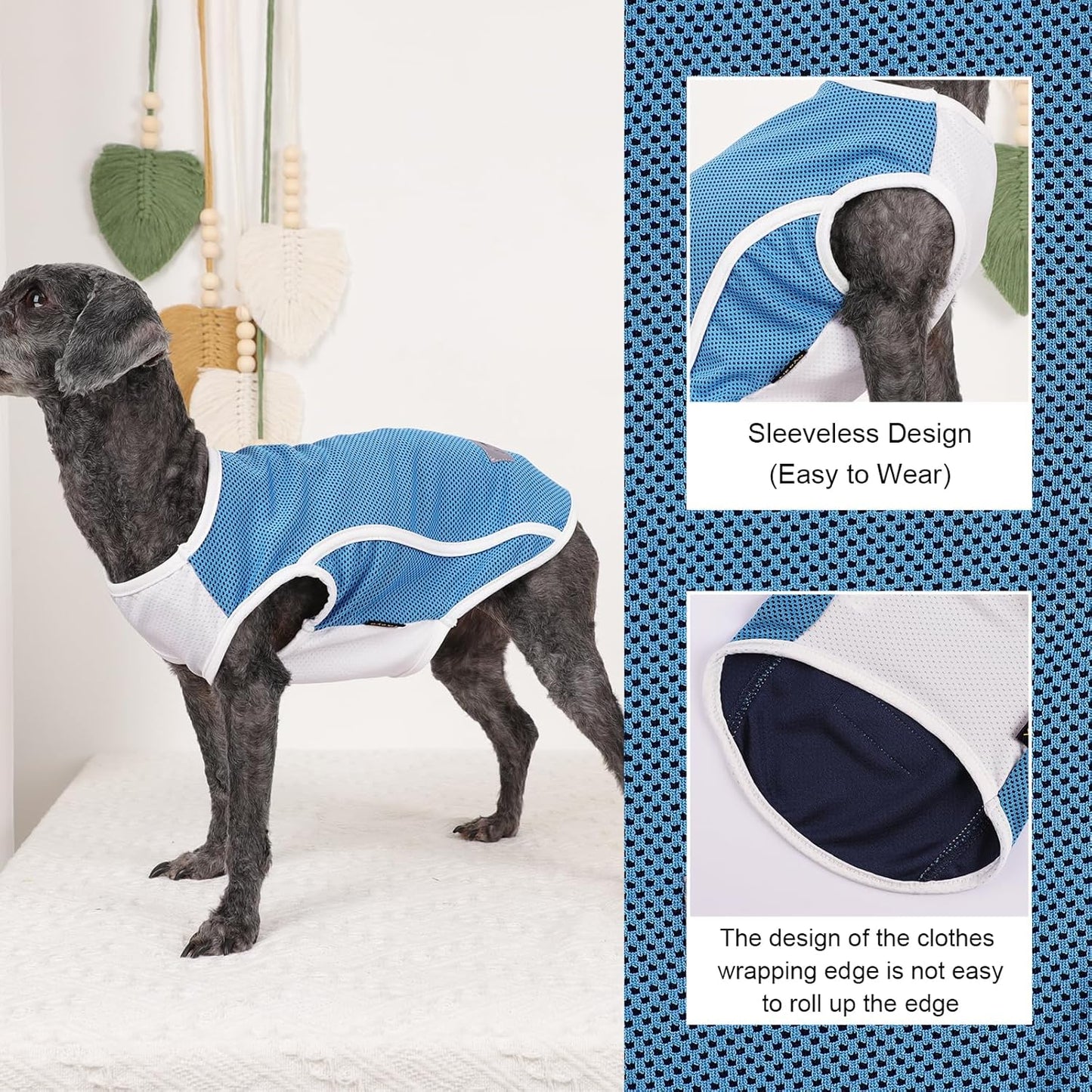 2 Pack Dog Clothes,Dog Shirts for Small Dogs,Quick Dry Dog Vest Boy Girl Summer, Puppy T-Shirt with Reflective Strip,Sun Protection Sleeveless Cool Breathable Pet Apparel(Blue and Turquoise, L)