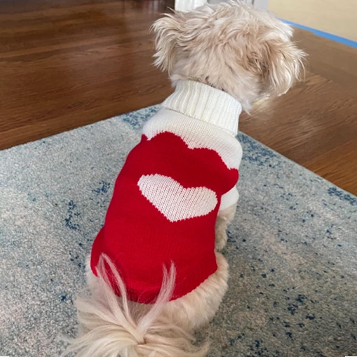 Dog Sweaters Classic Knitwear, Turtleneck Winter Warm Pet Puppy Clothes | Cute Heart Pattern, Lightweight & Warm Knitted Winter Sweater, Cold Weather Coat, Great for Daily Wear, Easy on & Off