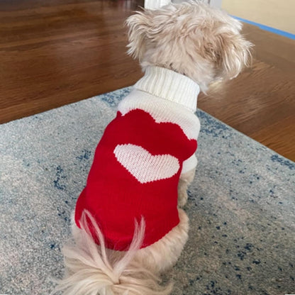 Dog Sweaters Classic Knitwear, Turtleneck Winter Warm Pet Puppy Clothes | Cute Heart Pattern, Lightweight & Warm Knitted Winter Sweater, Cold Weather Coat, Great for Daily Wear, Easy on & Off