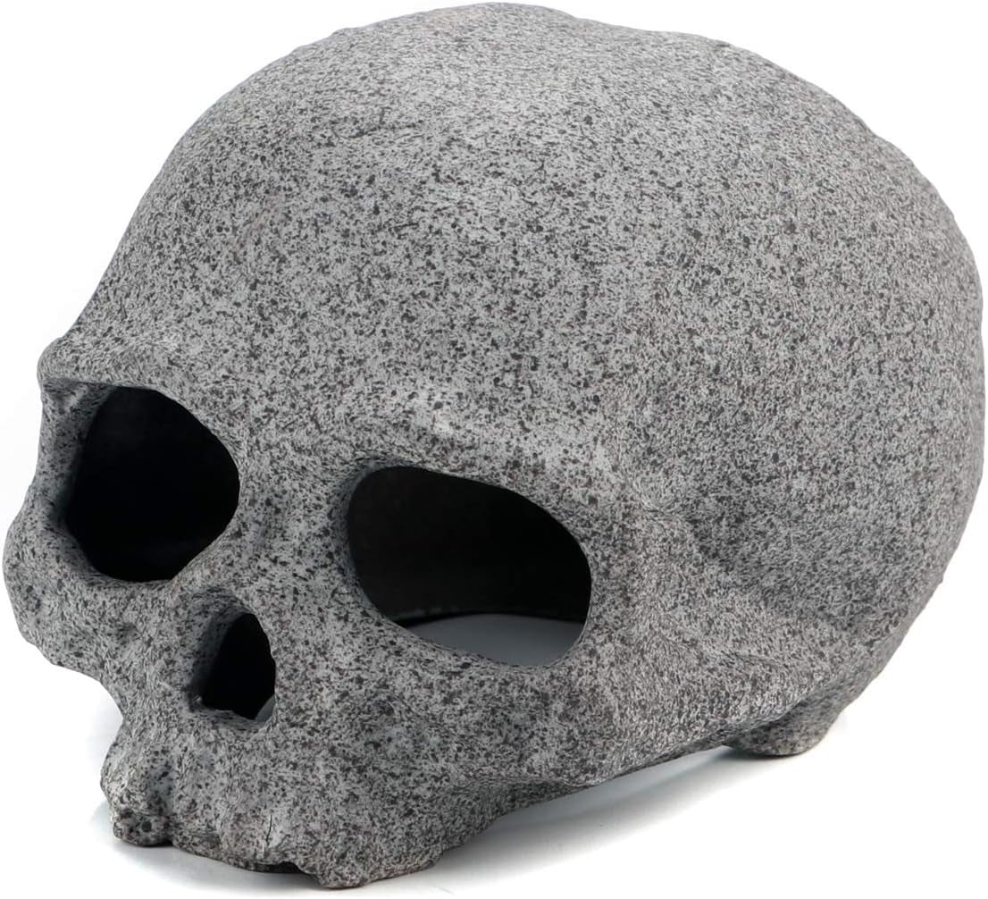 Aquarium Decorations Skull Rock, Ceramic Shelters - Betta Habitat | Breeding Tube, Hiding Cave, Stackable Fish Tank Decor Cave for Hiding