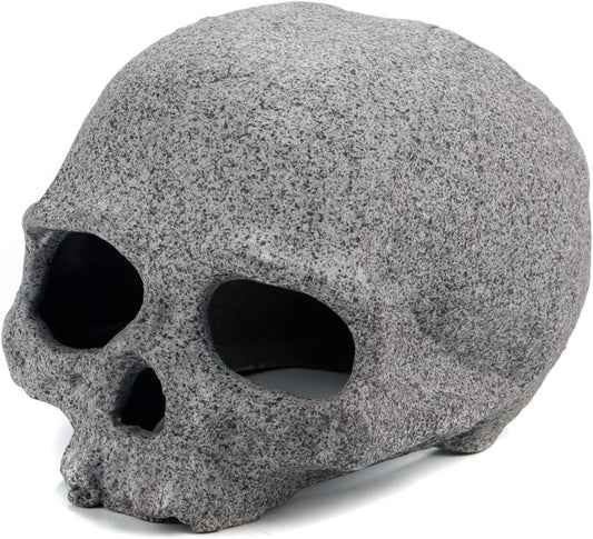 Aquarium Decorations Skull Rock, Ceramic Shelters - Betta Habitat | Breeding Tube, Hiding Cave, Stackable Fish Tank Decor Cave for Hiding
