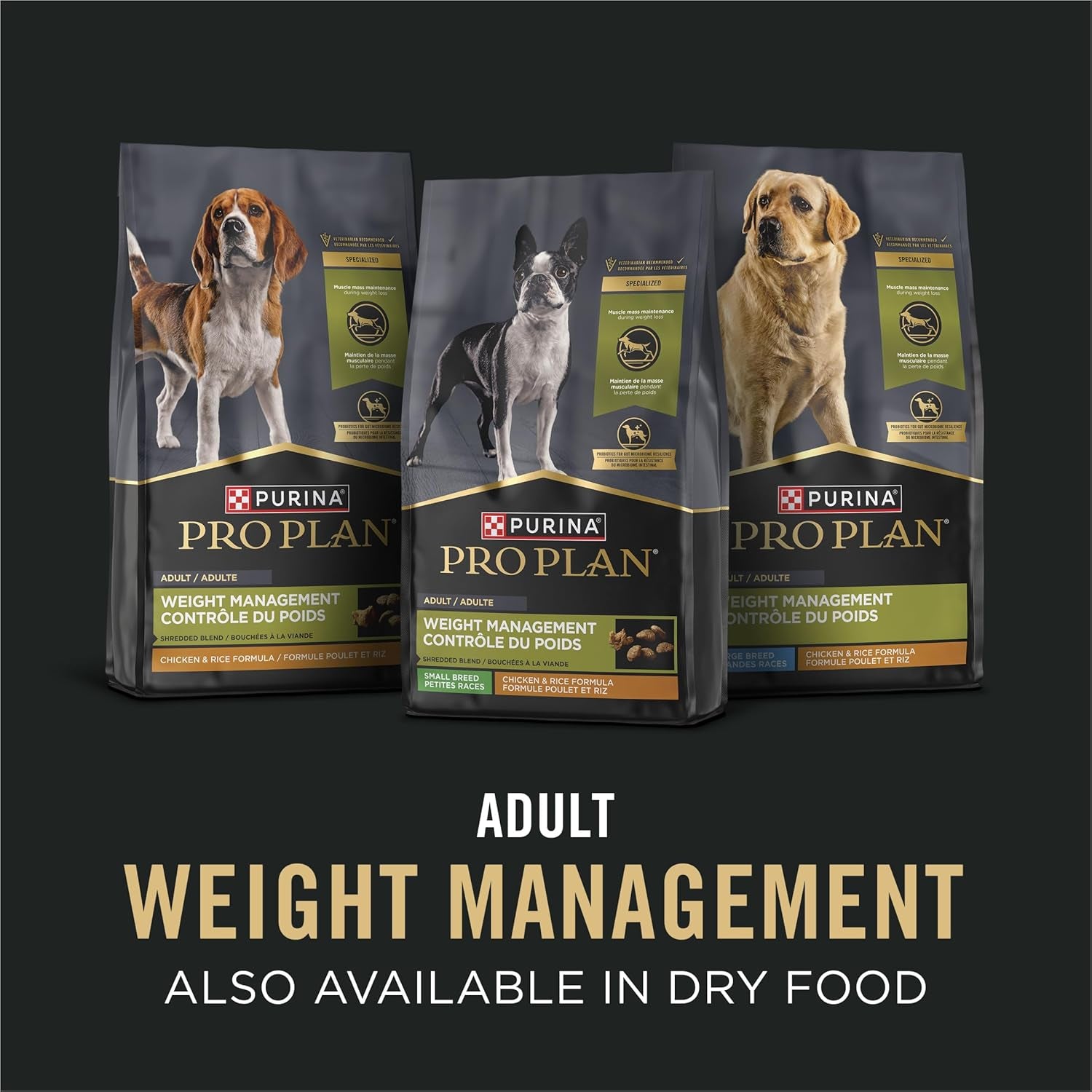 Purina Pro Plan Weight Management Wet Dog Food Beef and Rice Entree in Gravy - (Pack of 12) 13 Oz. Cans