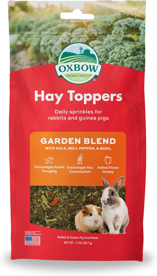 Hay Topper, Rabbit & Guinea Pig Treats, Hay Mixer, Garden Blend, 2 Oz | Foraging Hay Topper with Kale, Bell Pepper & Basil Sprinkles for Rabbits, Guinea Pigs & Chinchillas, Adds Variety to Hay