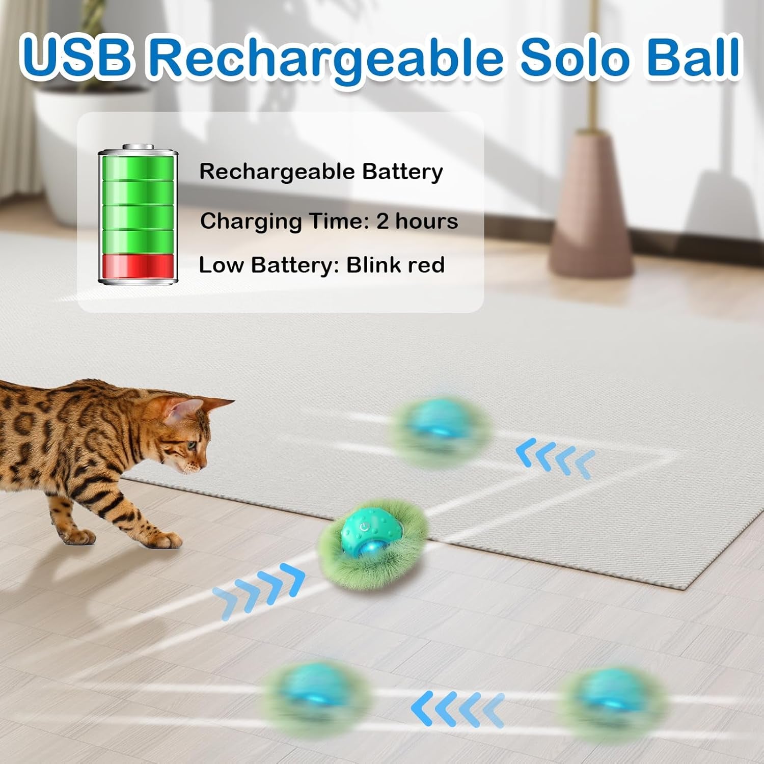 Interactive Cat Toys for Indoor Cats,Automatic Moving Cat Ball in Pouch,Chirping Stimulation,Hide-N-Seek Chase Exercise Game,Motion Activate,Rechargeable Kitten Toys