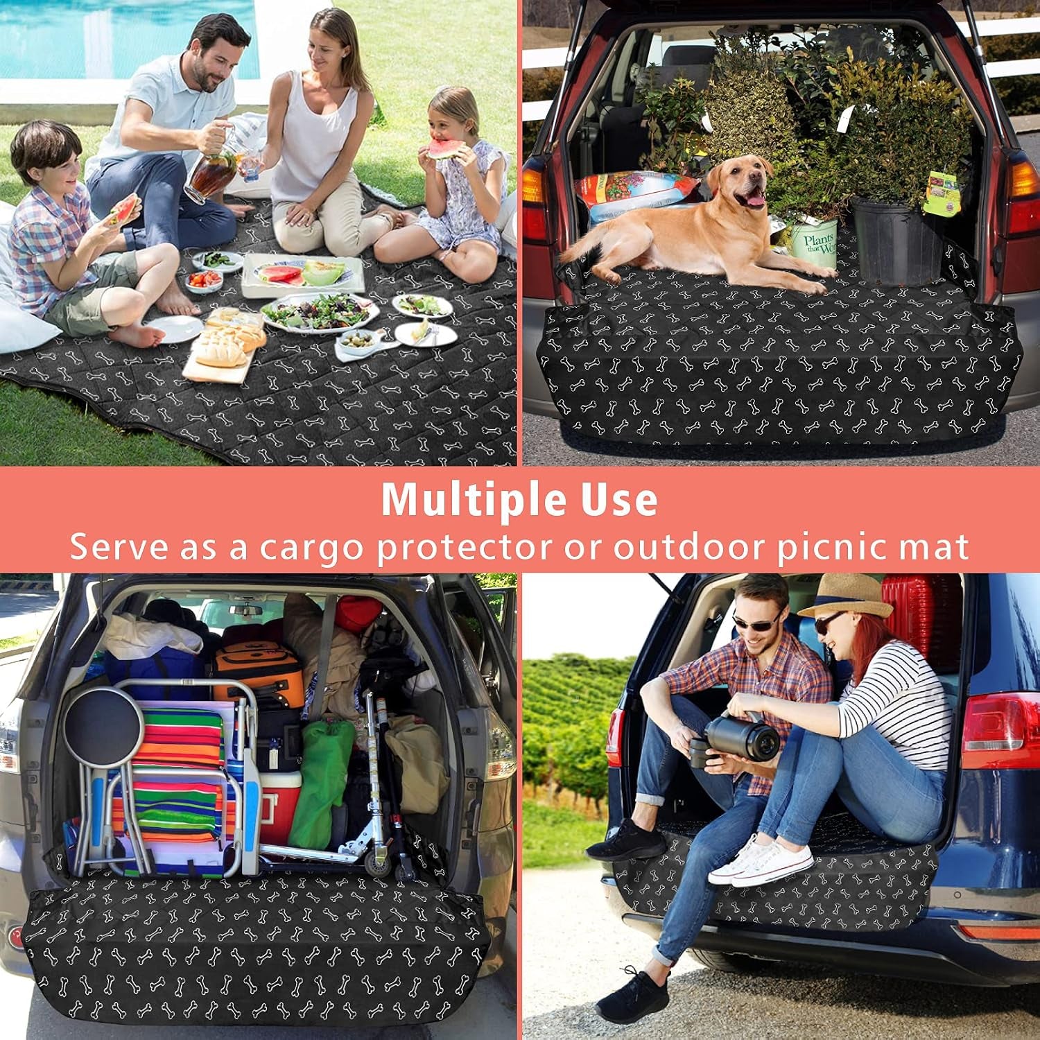 SUV Cargo Liner for Dogs - Heavy Duty Cargo Cover for Mid-Size Suvs | Water Resistant, Bumper Flap, Non-Slip Mat, Car Trunk Dog Car Seat Cover Prevents Scratches Pet Hair Mud Dirt for Sedans Vans