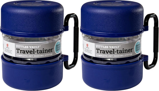 Vittles Vault Travel-Tainer (6 Cups) Portable Food Storage Container, Blue (Pack of 2)