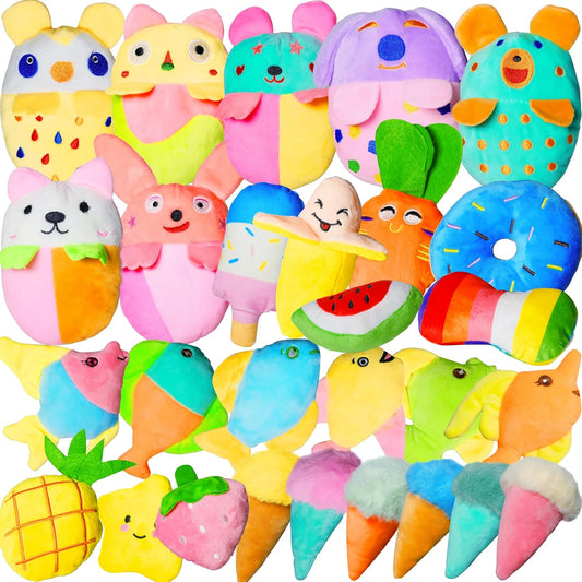 28Pcs Squeaky Dog Toys Bulk Set - Cute Small Dog Toys Plush Puppy Chew Toys for Small/Medium Dogs, Interactive Pet Toys to Keep Puppies Busy