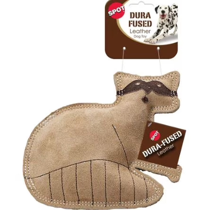 Dura-Fused Leather Raccoon Dog Toy for Moderate Chewers, Small & Medium Dogs, 7.25In