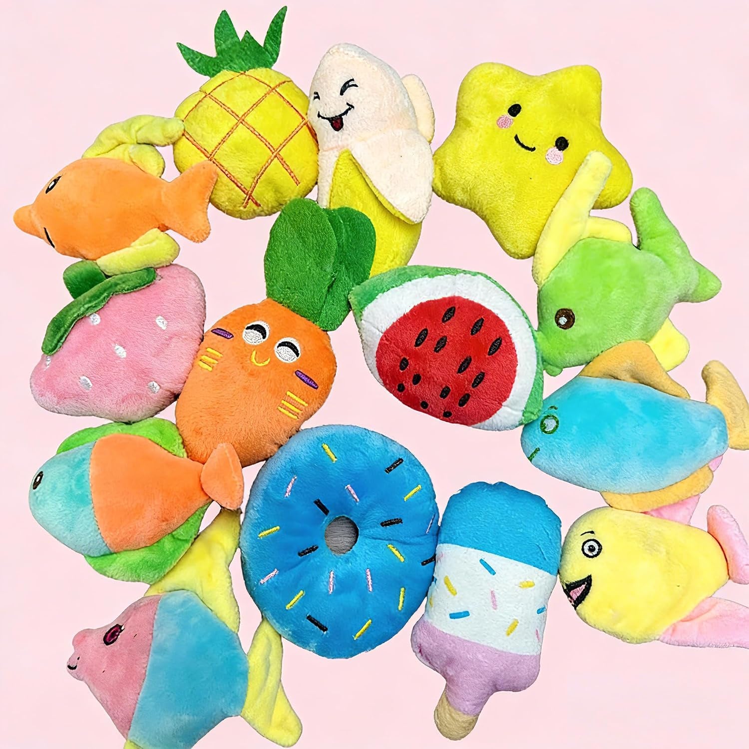 28Pcs Squeaky Dog Toys Bulk Set - Cute Small Dog Toys Plush Puppy Chew Toys for Small/Medium Dogs, Interactive Pet Toys to Keep Puppies Busy