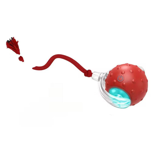 Interactive Cat Toys Ball for Indoor Cats Fast Rolling on Carpet Chirping Motion Activate Toy Red