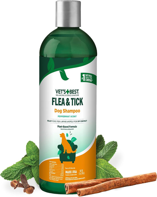 Flea & Tick Shampoo for Dogs, Plant-Based, 12 Oz | Advanced Strength Shampoo, Kills Fleas & Ticks, Plant-Based Formula, Cleans & Freshens Coat, Made in USA