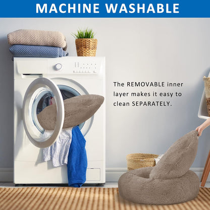 Washable Dog round Bed - Medium Donut Dog Bed, Comfy Calming Cuddler