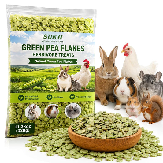 11.28 Oz Pea Flakes for Guinea Pigs - Green Pea Small Animal Treats | Guinea Pig Snacks, Pea Flakes & Single Ingredient Rabbit Treats for Rabbits, Hamsters & Chinchillas, Small Animal Snack