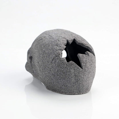 Aquarium Decorations Skull Rock, Ceramic Shelters - Betta Habitat | Breeding Tube, Hiding Cave, Stackable Fish Tank Decor Cave for Hiding