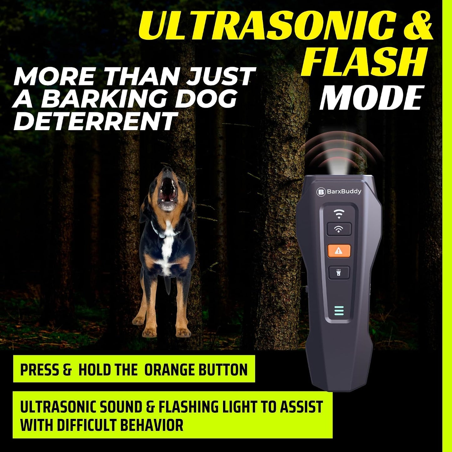 2Nd Gen Dog Bark Deterrent Devices | Long Range Ultrasonic | Bark Collar Alternative | Dog Training Indoor/Outdoor | Rechargeable anti Bark Device for Dogs (Black)