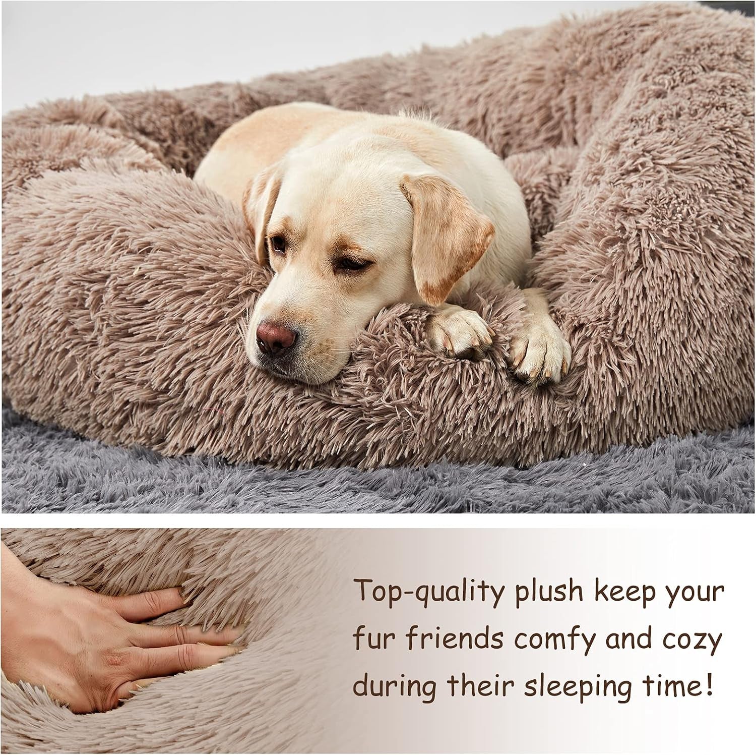 Washable Dog round Bed - Medium Donut Dog Bed, Comfy Calming Cuddler