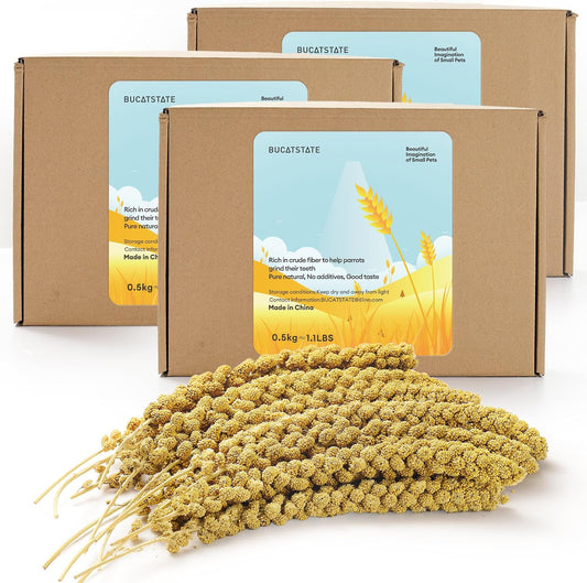 3.3Lbs Millet for Birds, Sun-Dried Parakeet Food for Parrot, Budgie, Cockatiel, Finches, Lovebird, Gmo-Free Parakeet Treats (3 Pack)